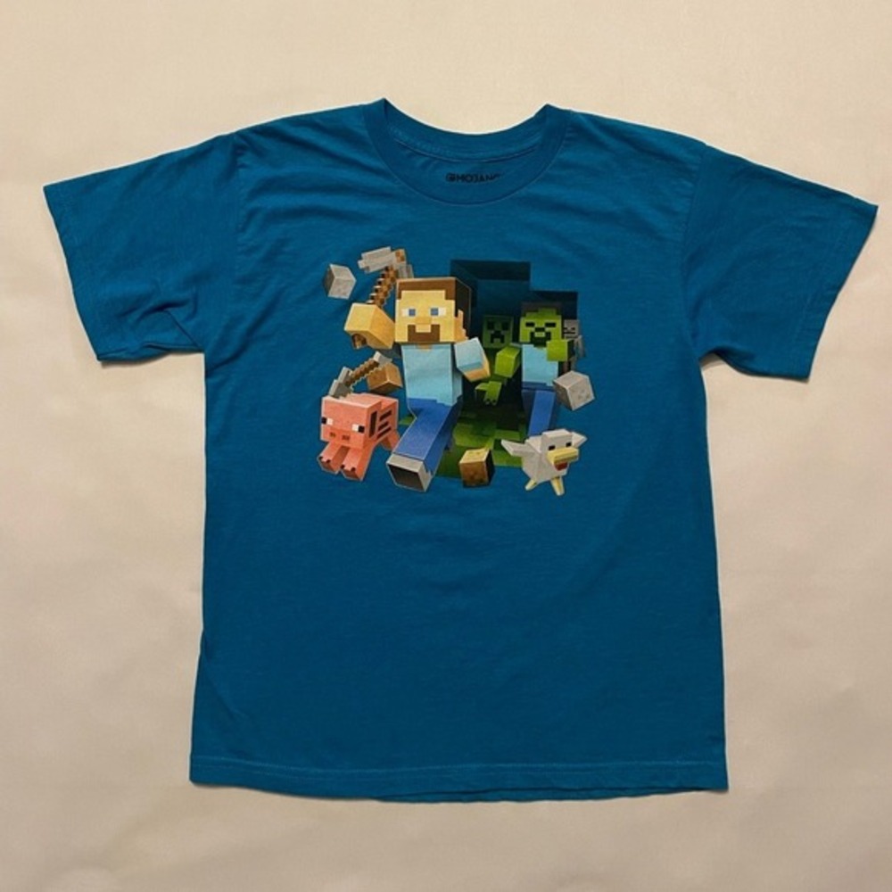 Mojang Minecraft T-Shirt‎ Short Sleeve Steve Zombie Pig Youth Boys Size XL 14/16